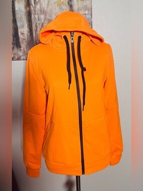 Reflessi Luxury Set Bright Orange Hooded Zip-Up Jacket and Pants